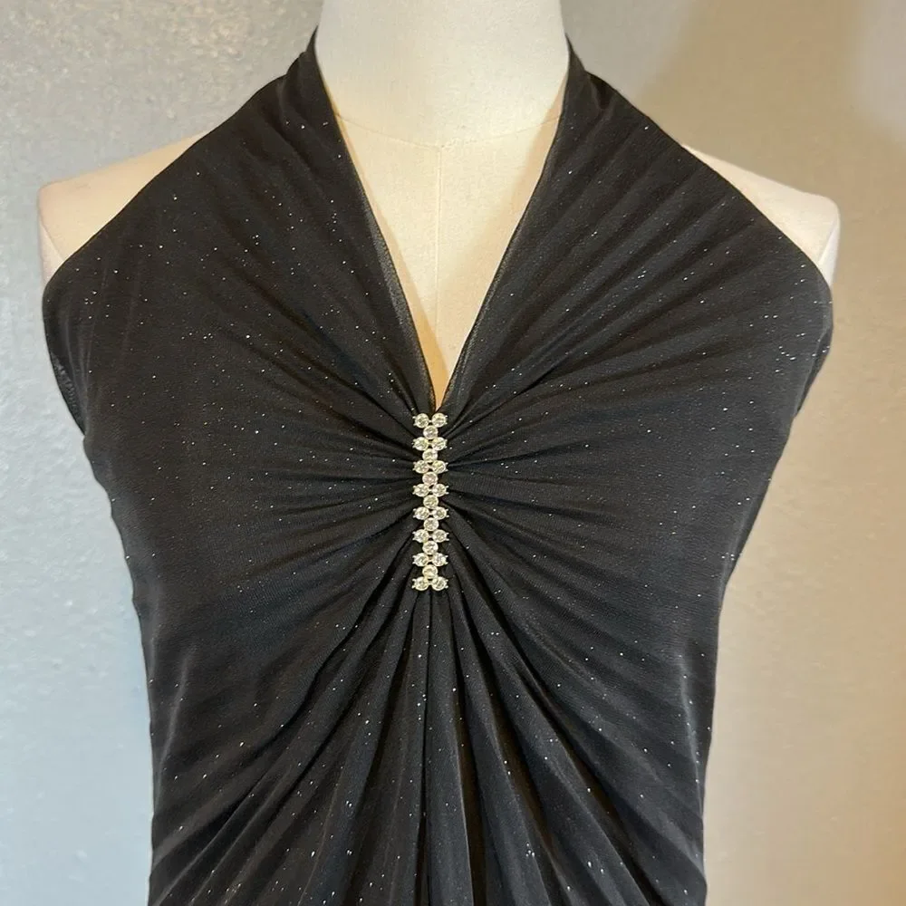Vintage Jump apparel Elegant Black Halter Evening Dress size 9/10